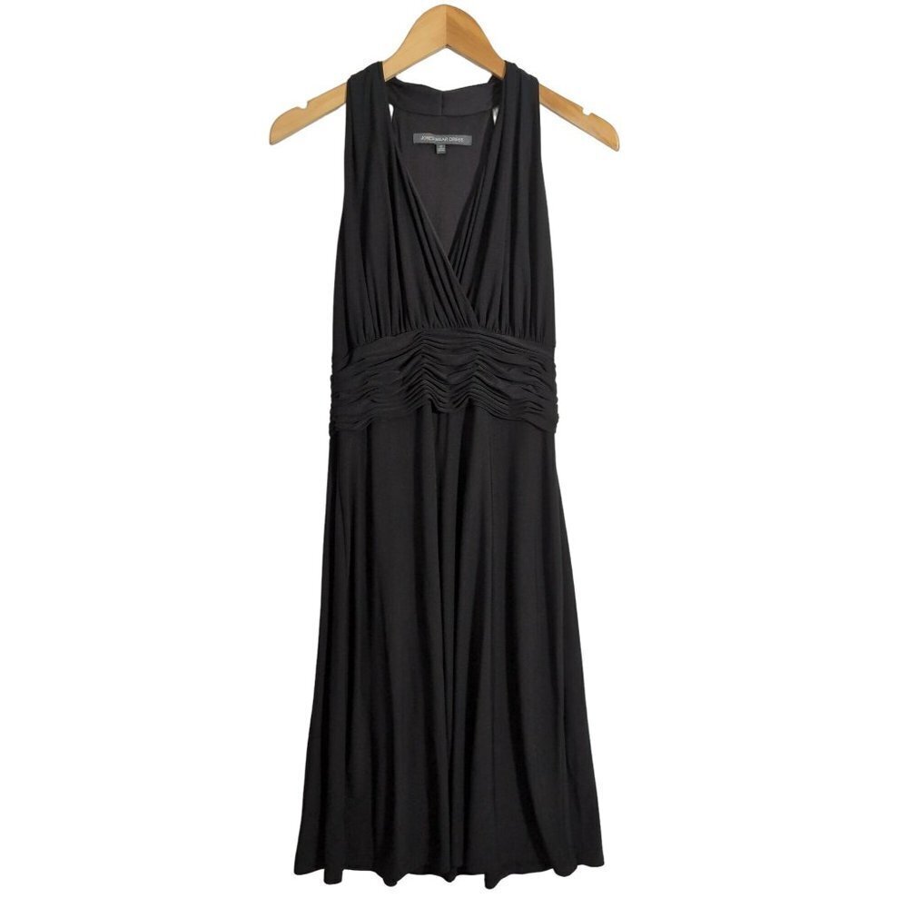 Jones Wear Fit & Flare Dress Womens 12 Black Sleeveless V-Neck Empire Waist
